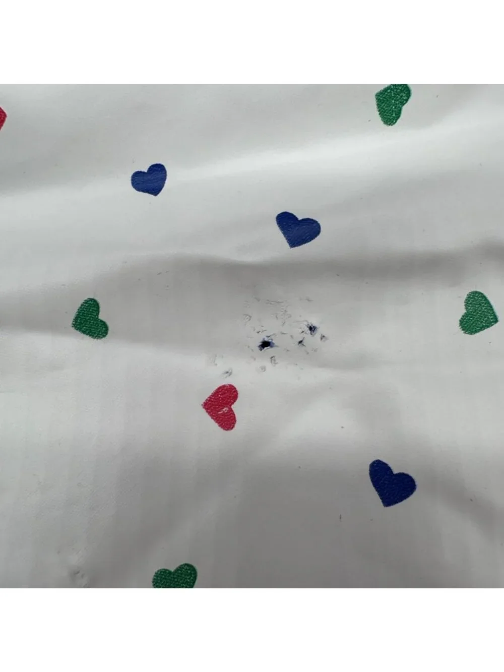 Vintage Girls Reversible Hooded Raincoat Jacket White Heart Blue 80s Size Large - Picture 8 of 13